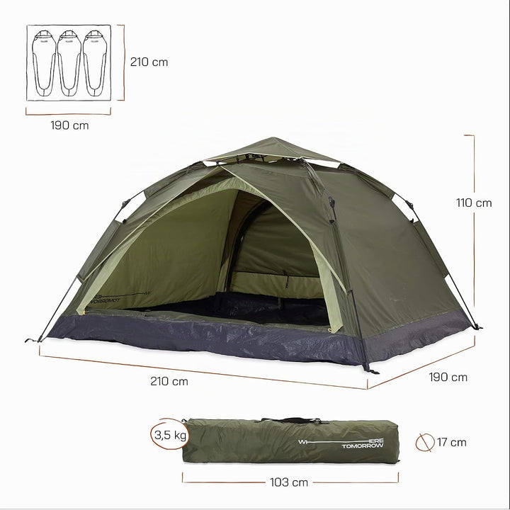 Lumaland Camping Zelt | Leichtes Pop Up Wurfzelt | 2-4 Personen Kuppelzelt | Trekking &amp; Festival Igl