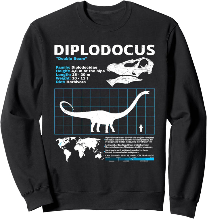 Diplodocus fact sheet Dinosaurier Fakten Sweatshirt