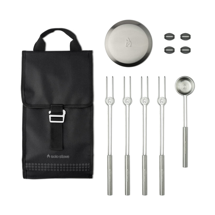 Solo Stove Mesa XL Accessorie-Set | Inkl. 4 Mini-Röstspiesse aus Edelstahl + Ablagen, Pellet Schaufe