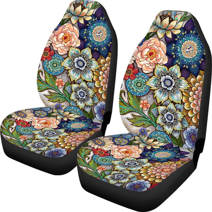 TOADDMOS farbenfroher Boho-Blumenmuster Autositzbezüge für Damen,universeller Schutz für Vordersitze