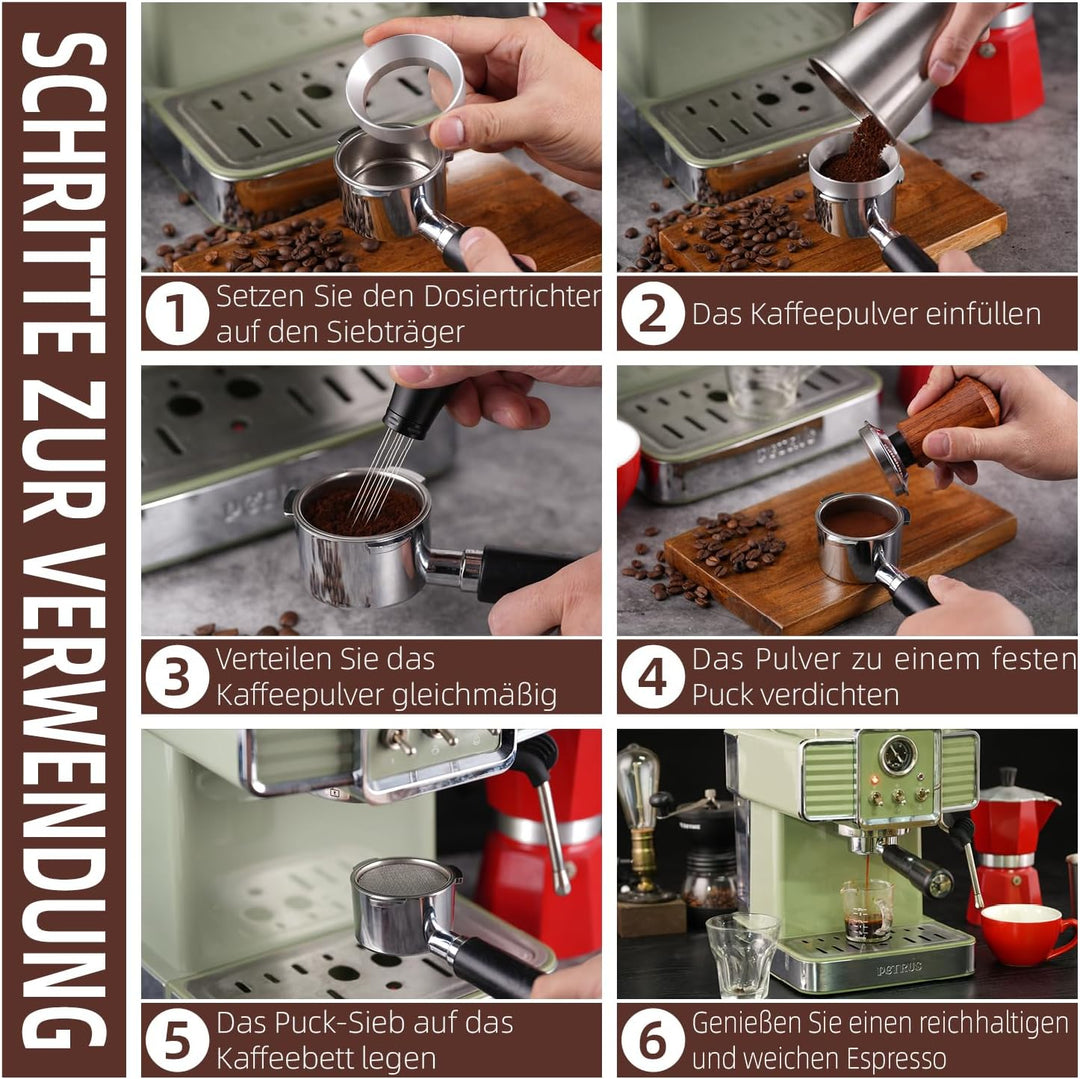 51mm WDT Tool Siebträger Zubehör Set,Puck Screen &amp; Dosierring,Espresso Nadel mit 7 Feinen Nadeln,Esp