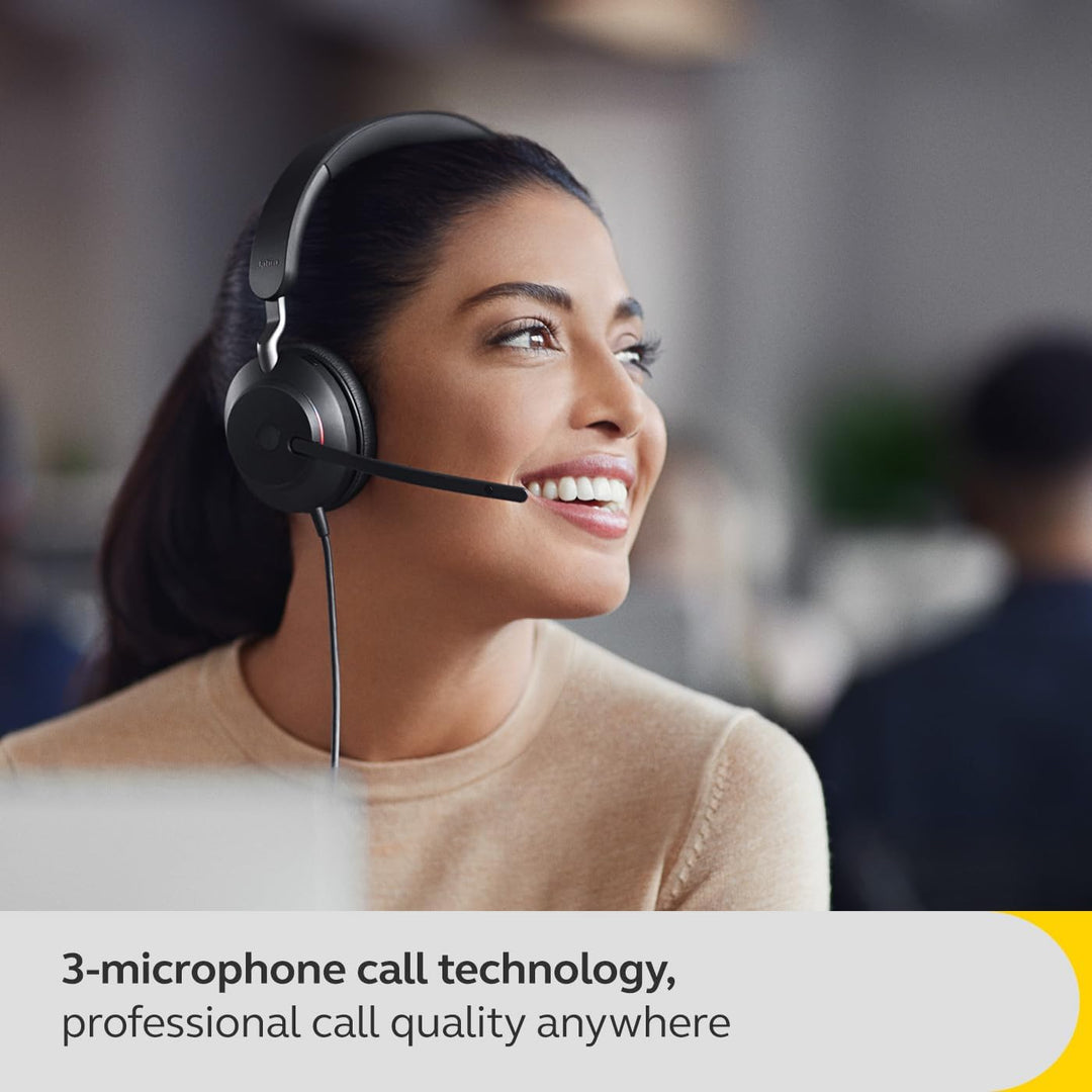 Jabra Evolve2 40 SE - Kabelgebundenes Stereo-Headset mit Geräuschunterdrückung und 3-Mikrofon-Techno