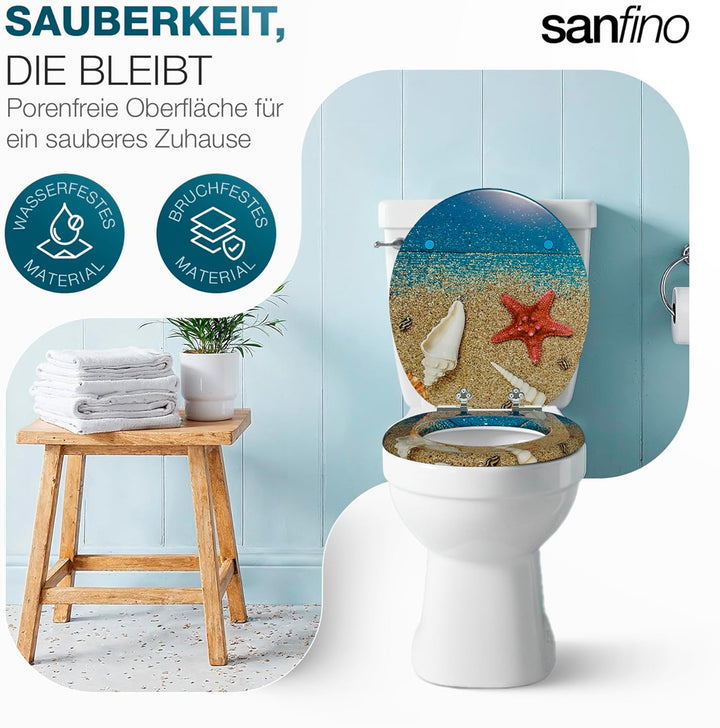 Premium WC Sitz mit Absenkautomatik – hochwertige Toilettendeckel aus Holz, viele bunte Motive, hohe