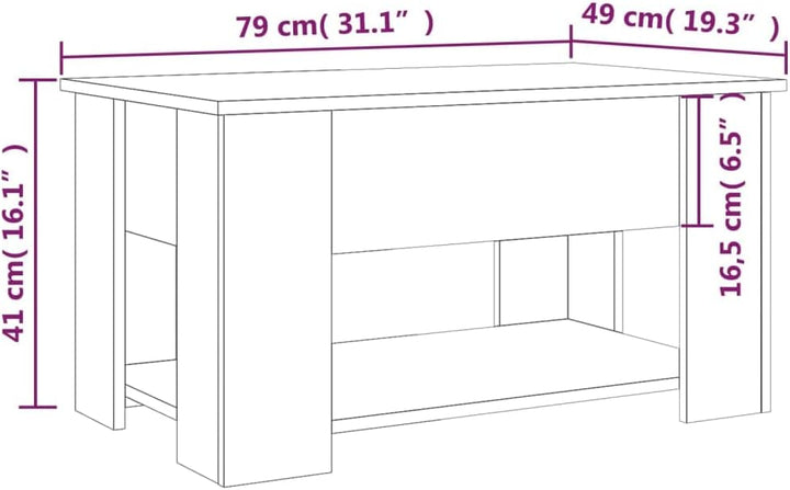Couchtisch Höhenverstellbar 79x49x41 cm Beistelltisch Holz Wohnzimmertisch Modern Stilvollen Design