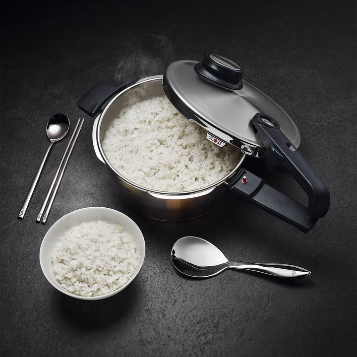 Fissler Vitavit Premium® Schnellbratpfanne (Ø 18 cm, 1,8 L) – Edelstahl-Schnellkochtopf mit 4 Garstu