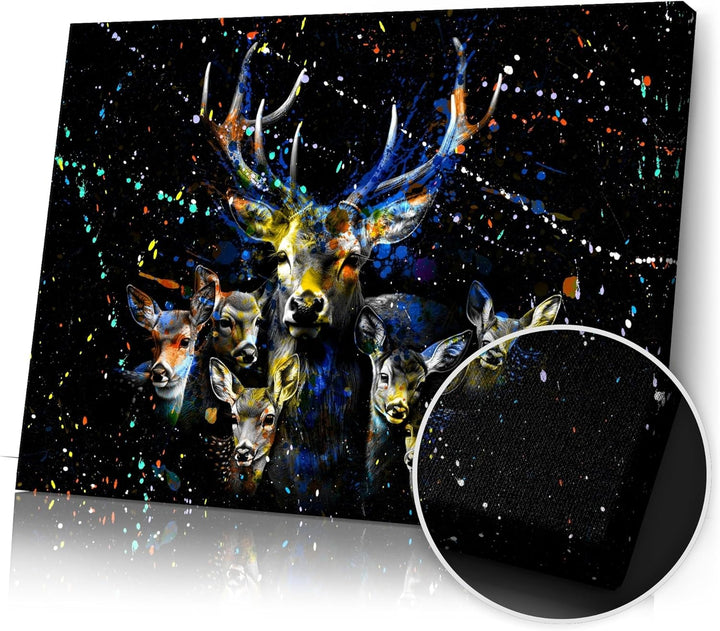 Artmazing | Hirschfamilie Bild bunt | Poster &amp; Kunstdrucke | Bild Hirsch bunt | Pop Art Bilder | S A