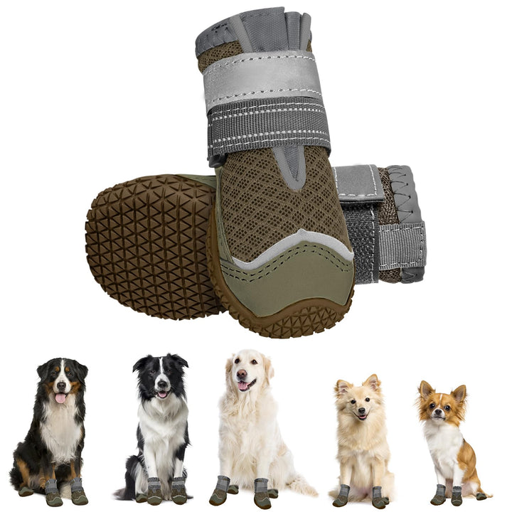 Hundeschuhe Pfotenschutz, 2 Stück atmungsaktiv Hundeschuhe mit Rutschfester Sohle und reflektierende