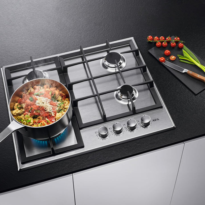 AEG HGB64400SM Slim Line Gaskochfeld, 60 cm, 4 Feuer, Edelstahl