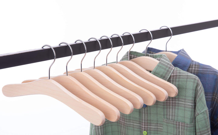 30cm Kleiderbügel aus Holz, für Kinder und Kleinkinder, mit 360 drehbarem Haken, 10 Stück,naturbelas