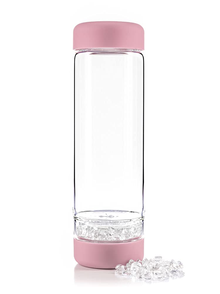 VitaJuwel inu! CRYSTAL by Wasserflasche mit Bergkristall für Individualisten | blossom rose