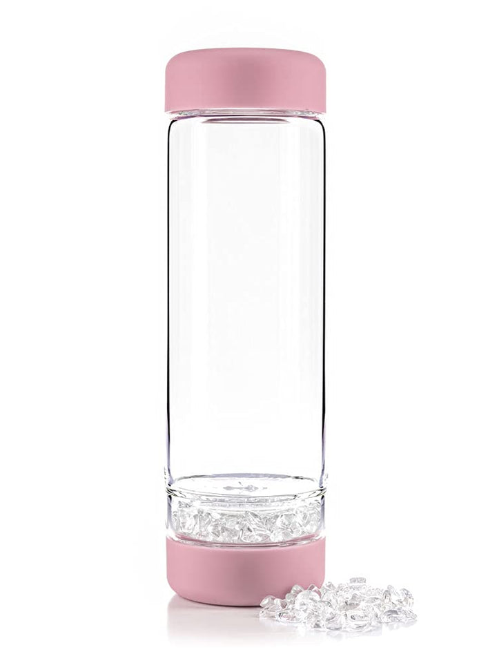 VitaJuwel inu! CRYSTAL by Wasserflasche mit Bergkristall für Individualisten | blossom rose