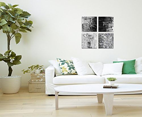 Paul Sinus Art Exklusive Bilder auf Leinwand bespannt (4 Stück 50x50cm) - Abstrakt Stein Grautöne Ma