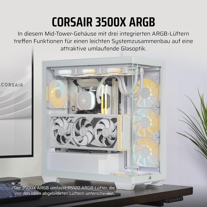 CORSAIR 3500X ARGB Mid-Tower ATX PC-Gehäuse - Gehärtetes Panorama-Glas - Umgekehrte Verbindung Mothe