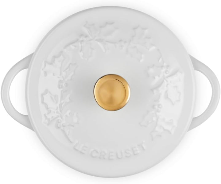 LE CREUSET Mini-Bräter/Schmorpfanne – Holly Christmas – Weiss – ø 10 cm Weiss/opulenter Garten, Weis