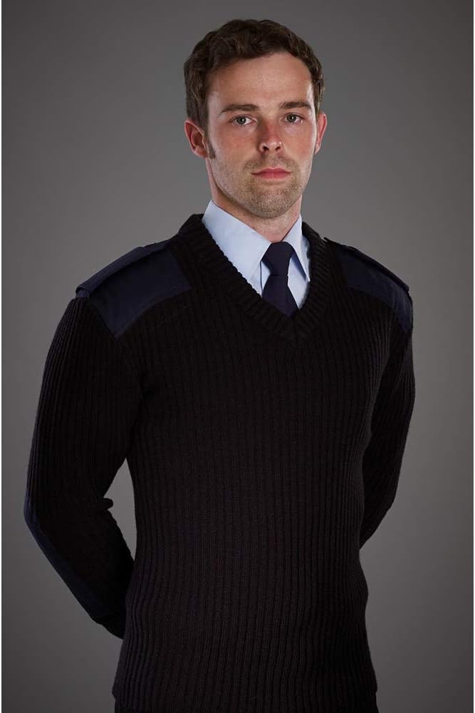 Yoko Herren NATO Security Sweater mit V-Ausschnitt (XL) (Marineblau)