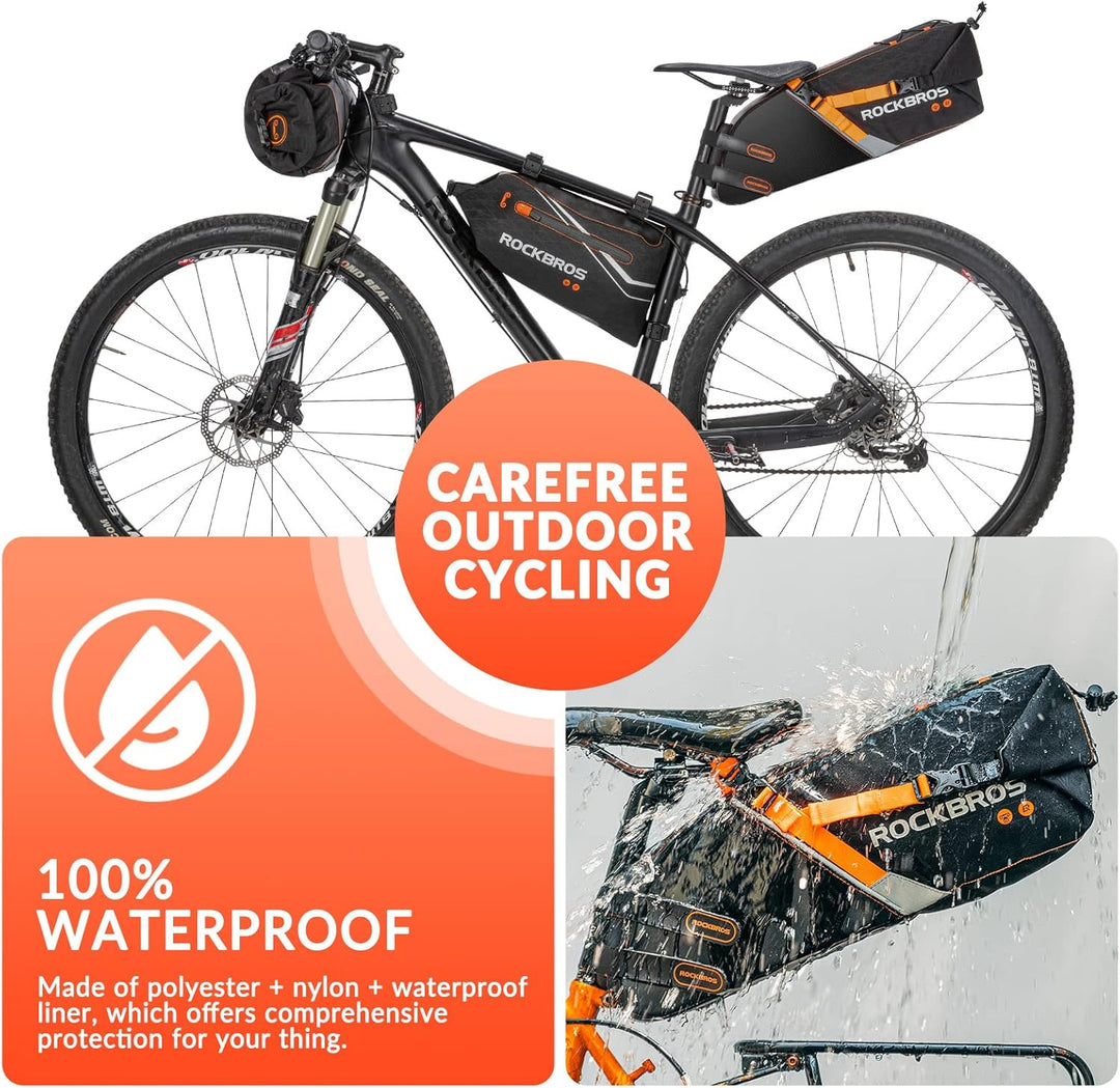 ROCKBROS Fahrradtaschen Set wasserdichte Lenkertasche + Rahmentasche + Satteltasche für Fahrrad, Bik