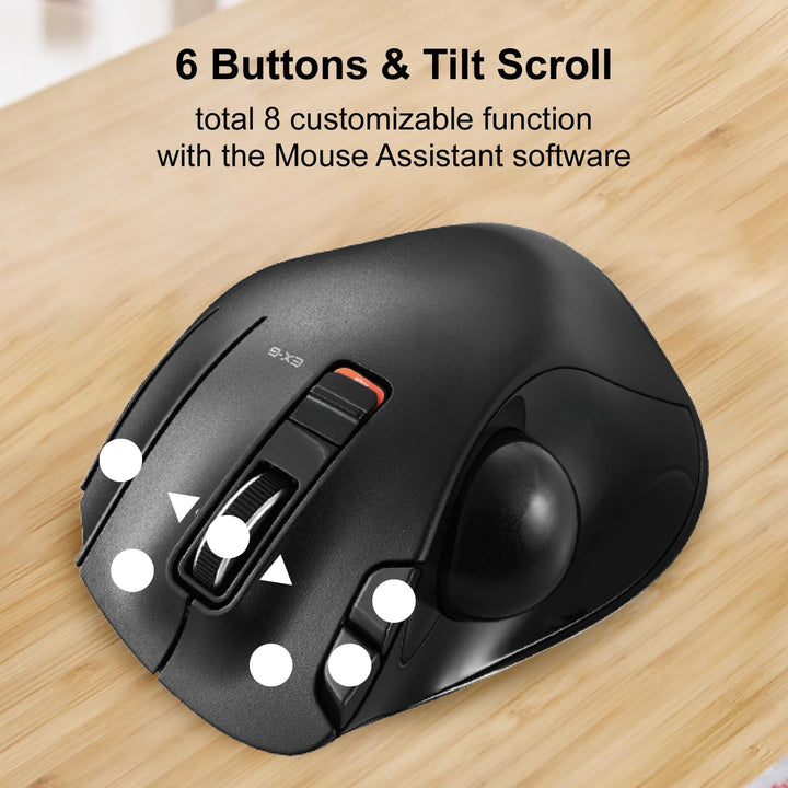ELECOM M-XT3DRBK Wireless Trackball Mouse, 6-Button with Smooth Tracking Function, Video Gaming Sens