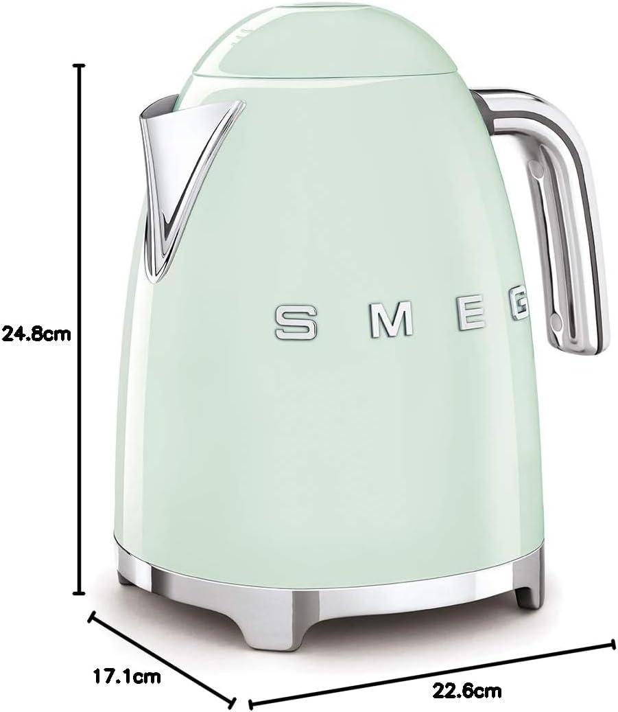 Smeg Elektrischer Wasserkocher KLF03PGEU, Chrom, Edelstahl, 1.7 liters, Pastellgrün 1.7 Liter Pastel