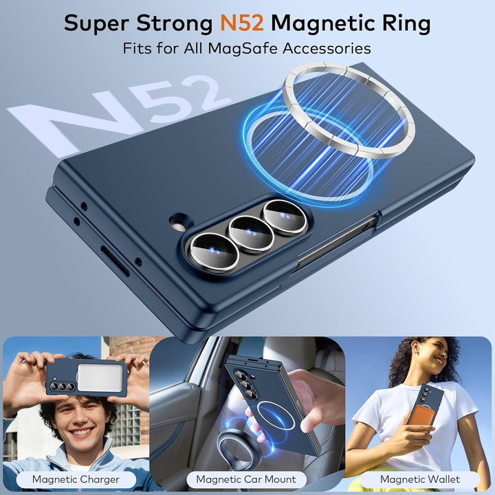 für Samsung Galaxy Z Fold 7 Hülle [Kompatibel mit MagSafe] mit Displayschutzfolie, Hart PC Ultra Dün