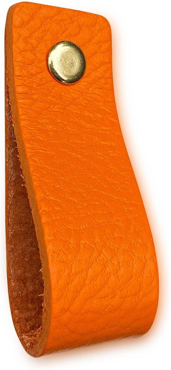 Brute Strength - Ledergriffe für Möbel - Orange - 6 Stück - 16,5 x 2,5 cm - Schrankgriff, Türgriff f