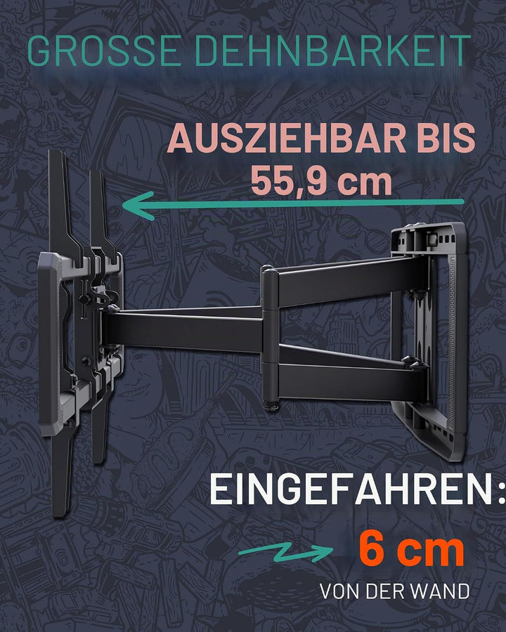 ECHOGEAR Full Motion Articulating TV Wall Mount Bracket for 42"-86" TVs - Easy to Install On 16", 18