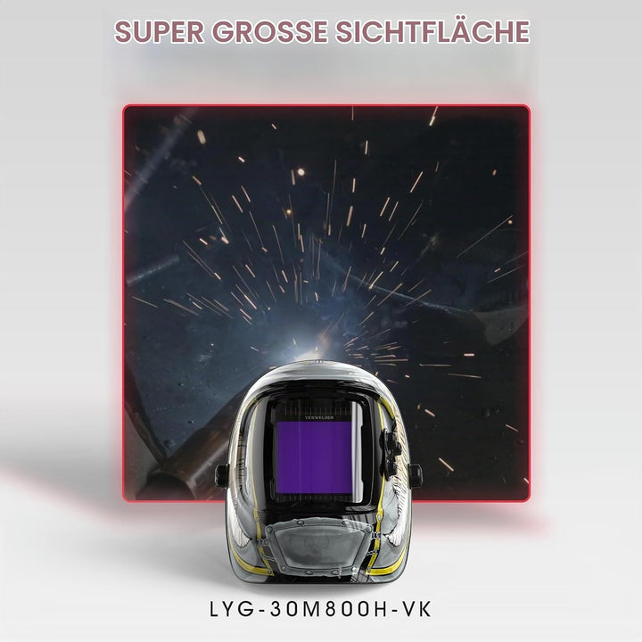 YESWELDER Grosse Ansicht Schweisshelm 10x9cm Echtfarben Auto Verdunkelung Schweissmaske Solarstrom 4