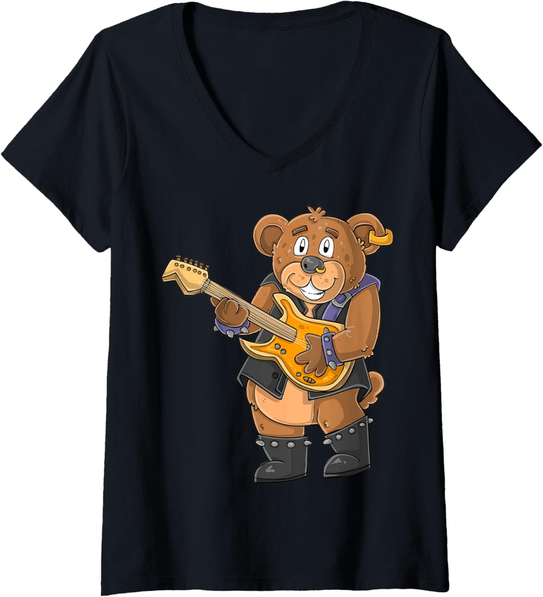 Damen Gitarrist / Rocker T-Shirt mit V-Ausschnitt