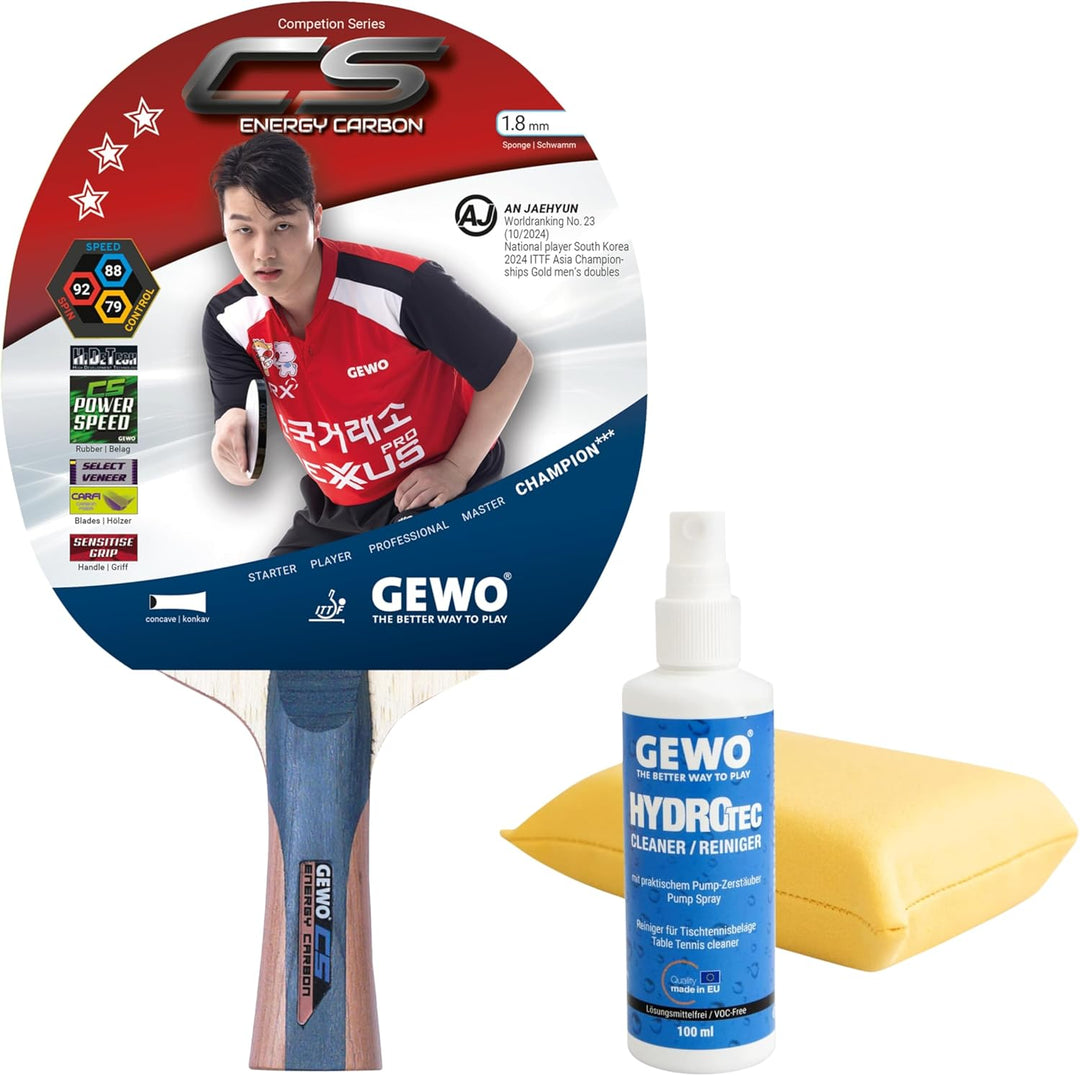 GEWO CS Energy Carbon - Tischtennis-Schläger - Profi-Tischtennisschläger, ITTF genehmigt - Carbon-Sc