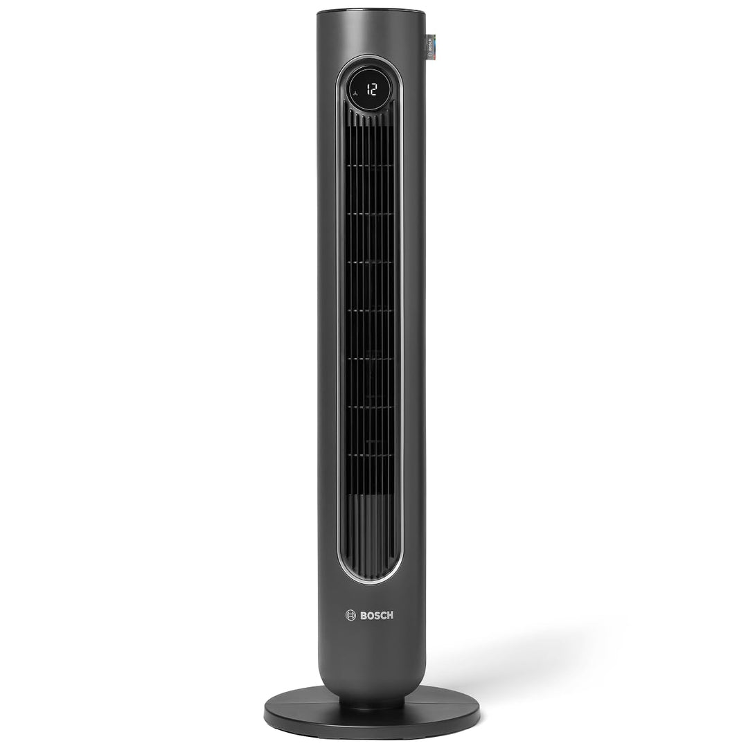 Bosch Tower Fan 6000, Leiser Turmventilator, Midnight Grey | Mit Fernbedienung, 12 Geschwindigkeitss
