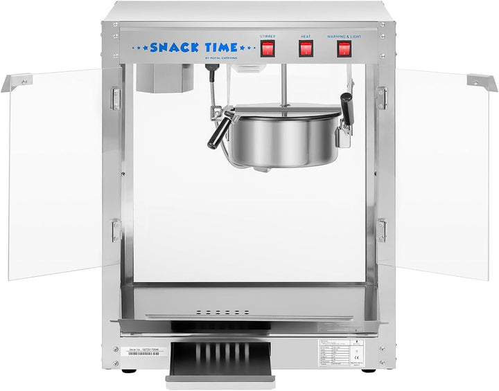 Royal Catering Popcornmaschine Popcornmaker RCPS-1350 (1.350 W, Arbeitsleistung ca. 6 kg/h, Topfdurc