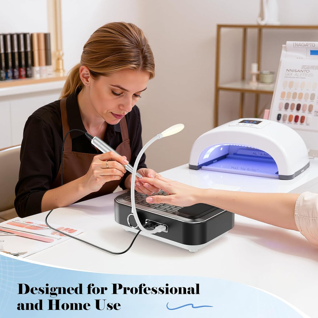 4-in-1 Elektrische Nagelfeile mit Staubsauger, LED-Lampe & Powerbank, 45.000 U/min Professionelle Na