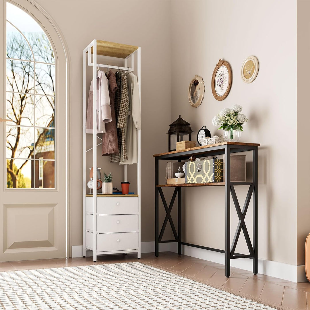 YMYNY Kleiderständer mit Vlies-Schublade, freistehender hoher Schrank-Organizer, hoher Kleiderstände
