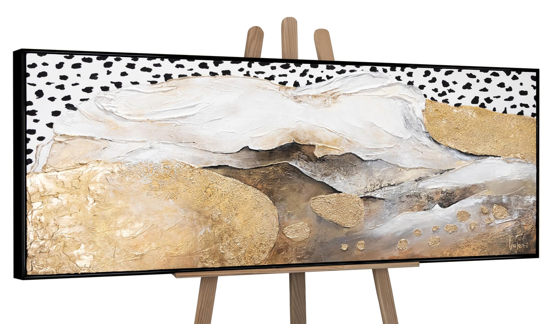 YS-Art Abstrakt XXL Acryl Gemälde auf Leinwand mit Rahmen kühler Leopardentraum handgemalt Wandbilde