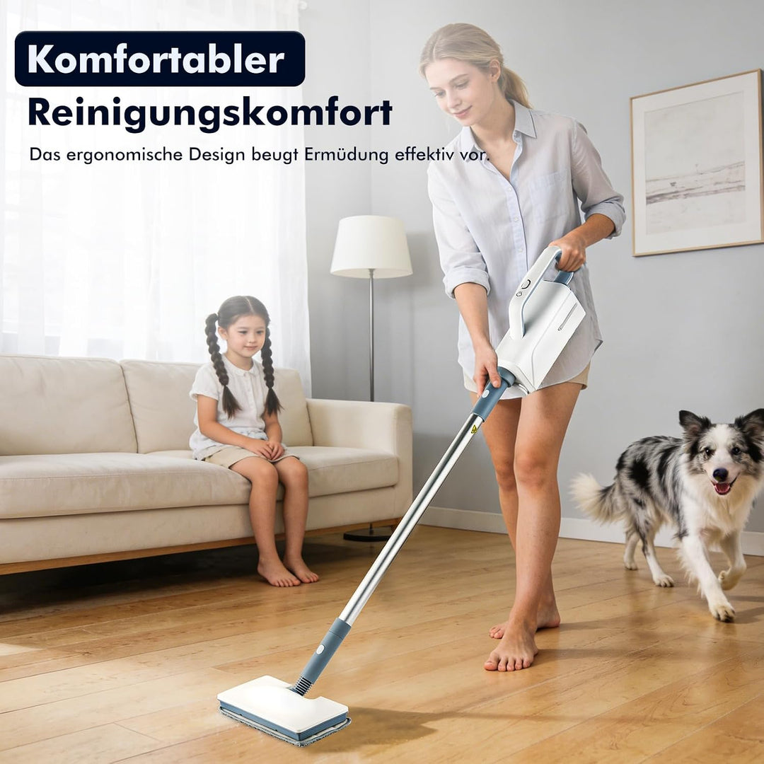 10-in-1 Dampfreiniger, 1500W Steam Mop mit abnehmbarem Handgerät, 350-ml Wassertank, 10-Sekunden Auf