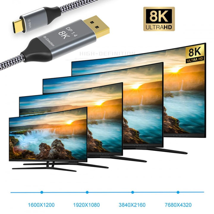 CY Reversibles DisplayPort DP Source zu USB 3.1 Typ C USB-C Displaykabel männlich 8K HDTV Kabel für