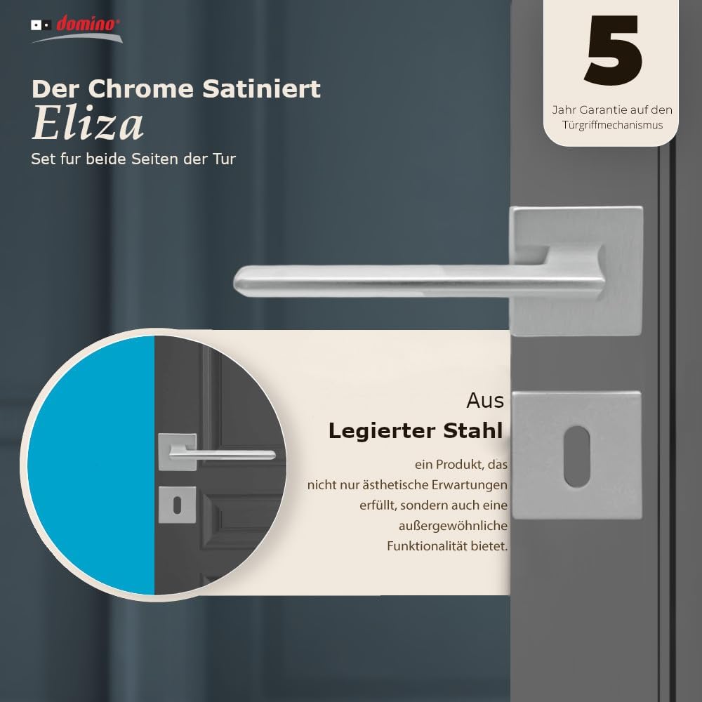 domino Türgriff ELIZA-QR M4 BB-Buntbart Drückergarnitur für Zimmertüren Türdrücker-Set Rosetten-Garn