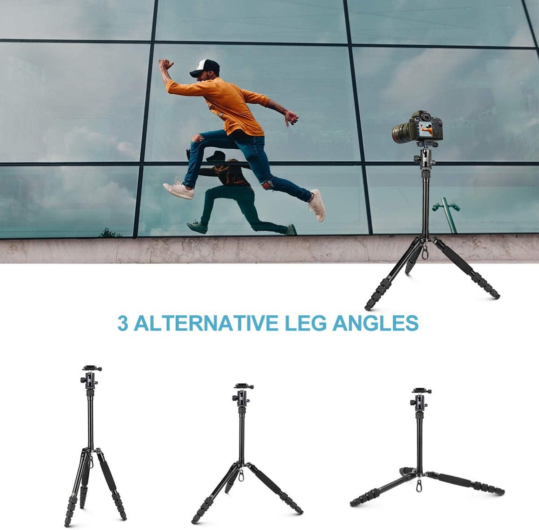 SIRUI AM-005K+D-10K LightLegs Reise-Dreibeinstativ mit Kugelkopf in Aluminium schwarz, 140,8 cm Schw