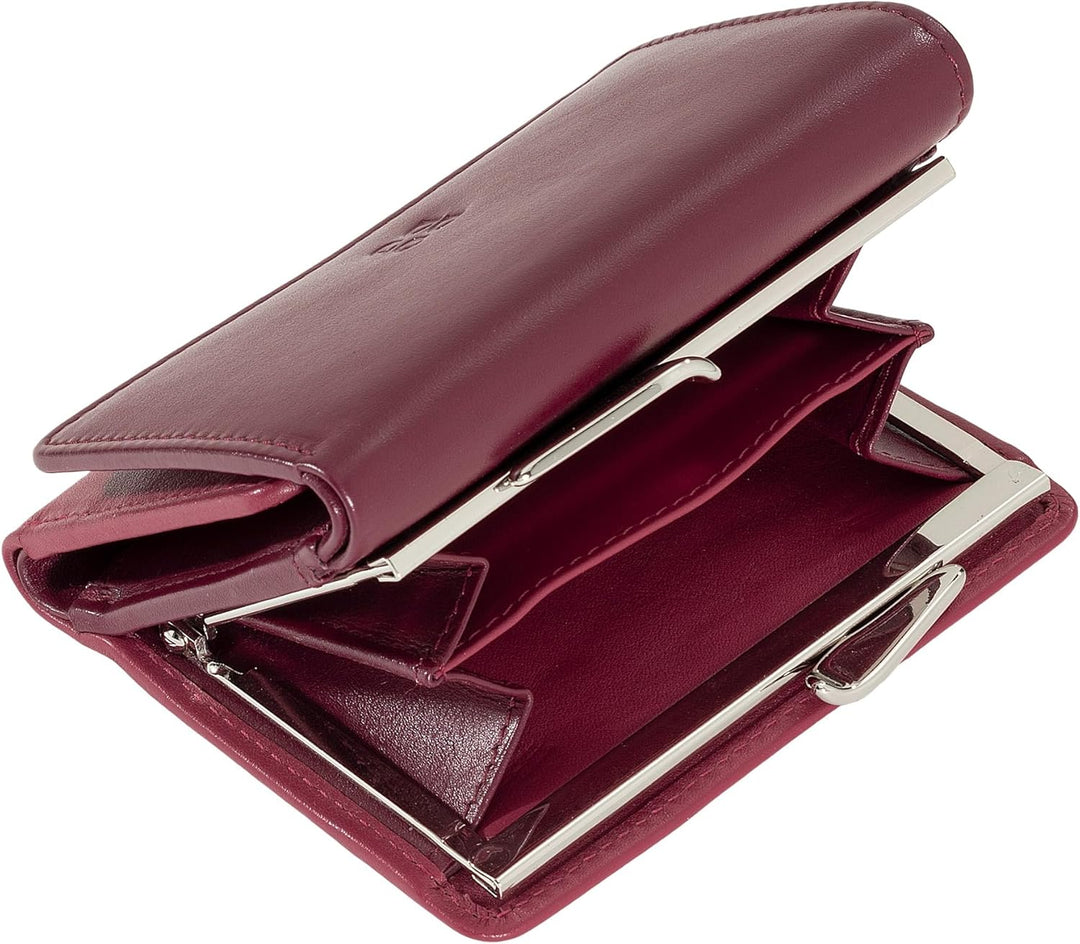 DUDU Kleine Damen-Brieftasche aus Leder mit RFID-Schutz, Münzfach und Klickverschluss, kompakt, 6 Ka
