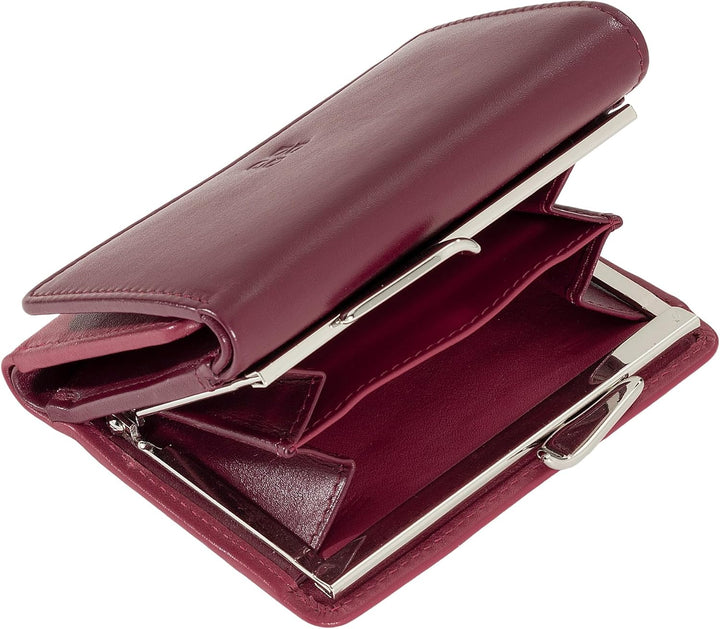 DUDU Kleine Damen-Brieftasche aus Leder mit RFID-Schutz, Münzfach und Klickverschluss, kompakt, 6 Ka