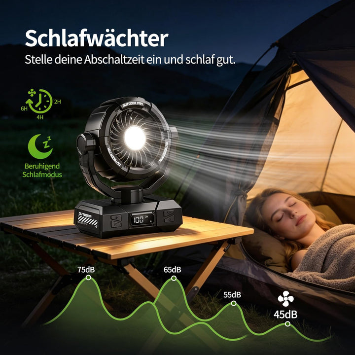 Outdoor Kopfschütteln Camping Ventilator, 20000mAh Akku Mobiler Hängen Zelt Ventilator mit LED Later