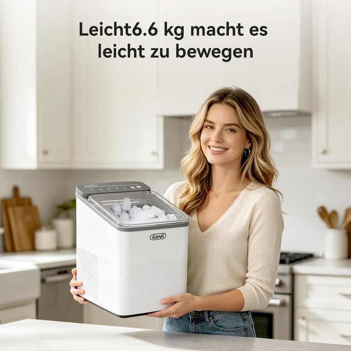 GEVI Klein Eiswürfelmaschine Crushed Ice - Eiswürfelmaschine Mini Selbstreinigend, 9 Eiswürfel in 6
