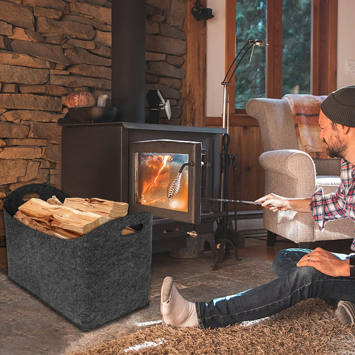 Aufun Filztaschen 2x Tasche aus Filz, Kaminholzkorb Filztasche Shopper Faltbar, Kaminholztasche, Hol