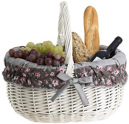 Einkaufskorb Weide Geflochtener Korb mit Henkel Aufbewahrungskorb Leicht Picknickkorb Geschenkkorb L