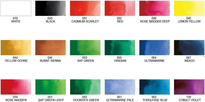 Kuretake MC20/18V Aquarellfarbenset, Wasserfarbe, diverse farben, 2 x 22,2 x 15,2 cm