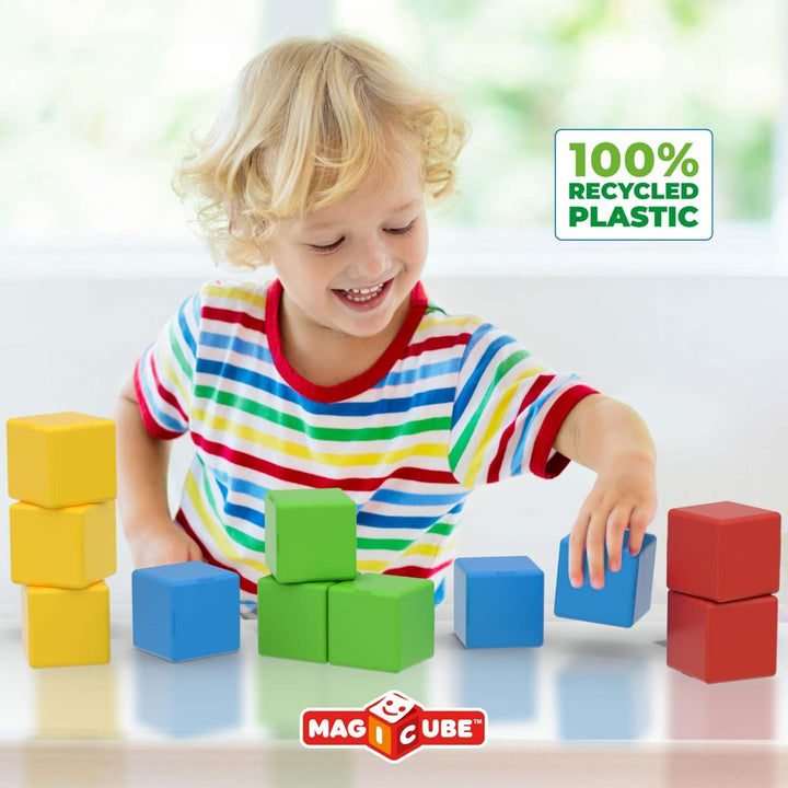 Geomag - Magicube 1+ Full Colour - Magnetic Cubes for Kids - 4 Colours - 16 Blocks – 100 Percent Rec