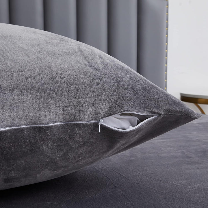 Damier Winter Bettwäsche 220x240cm Grau Dunkelgrau Plüsch Warme Bettwäsche Set 3 Teilig Cashmere Tou