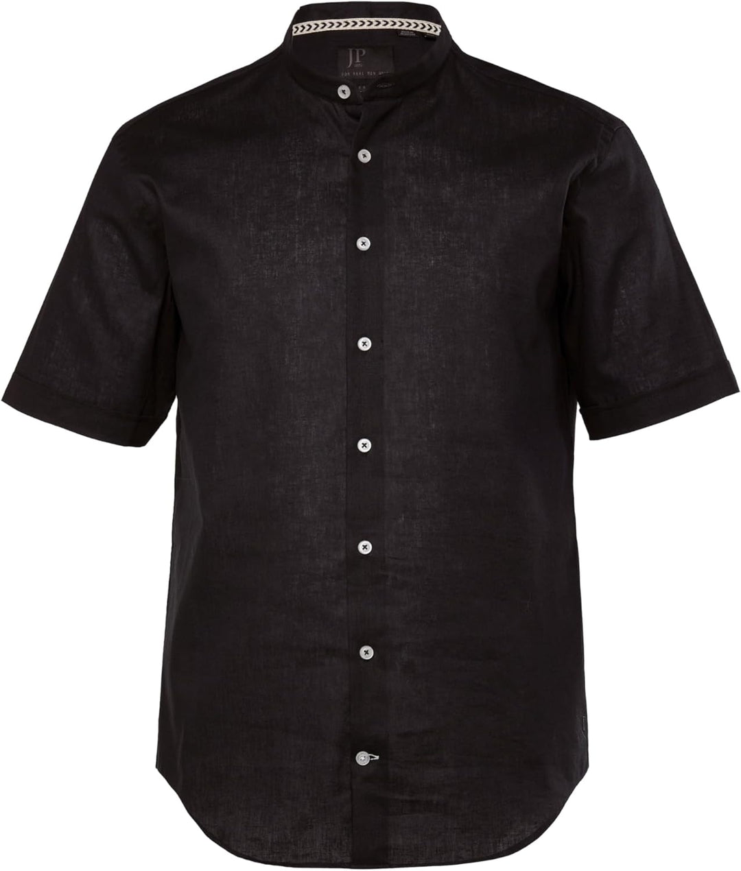 JP 1880 Herren, Halbarm, Leinenmix, Stehkragen, Modern Fit Hemd XL Schwarz, XL Schwarz