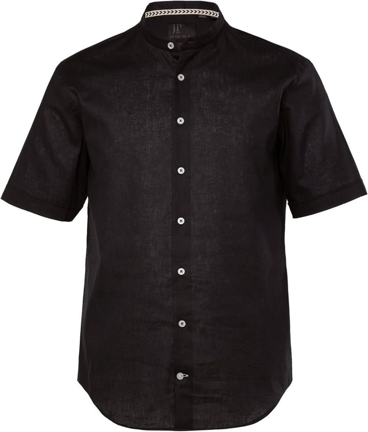 JP 1880 Herren, Halbarm, Leinenmix, Stehkragen, Modern Fit Hemd XL Schwarz, XL Schwarz