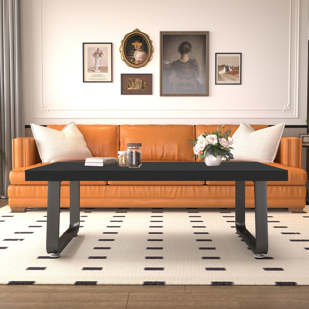 HSH Couchtisch, Wohnzimmertisch Tisch mit Metallgestell, Kaffeetisch für Wohnzimmer, Teetisch aus Ho