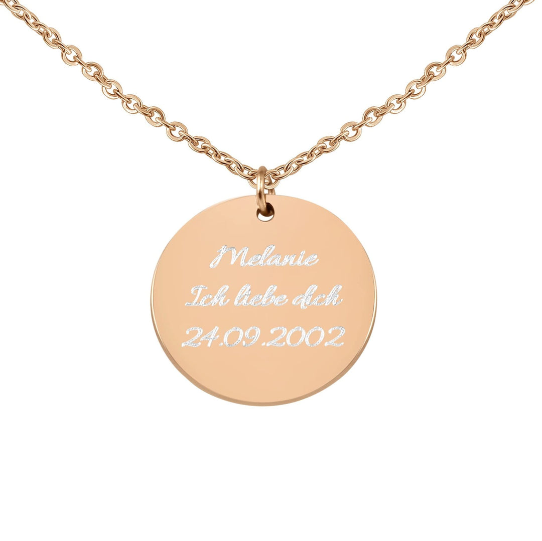 Hanessa Personalisierte Kette mit Gravur Edelstahl 50 cm mit Anhänger rund in rosé-gold - Personalis
